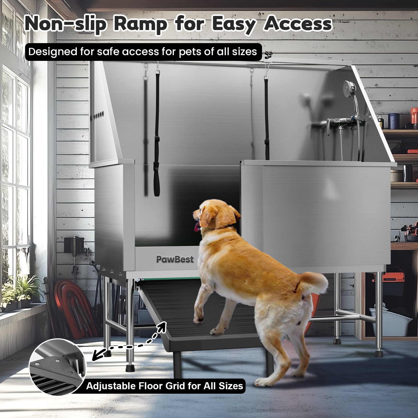 62" Stainless Steel Dog Grooming Tub -Free shipping